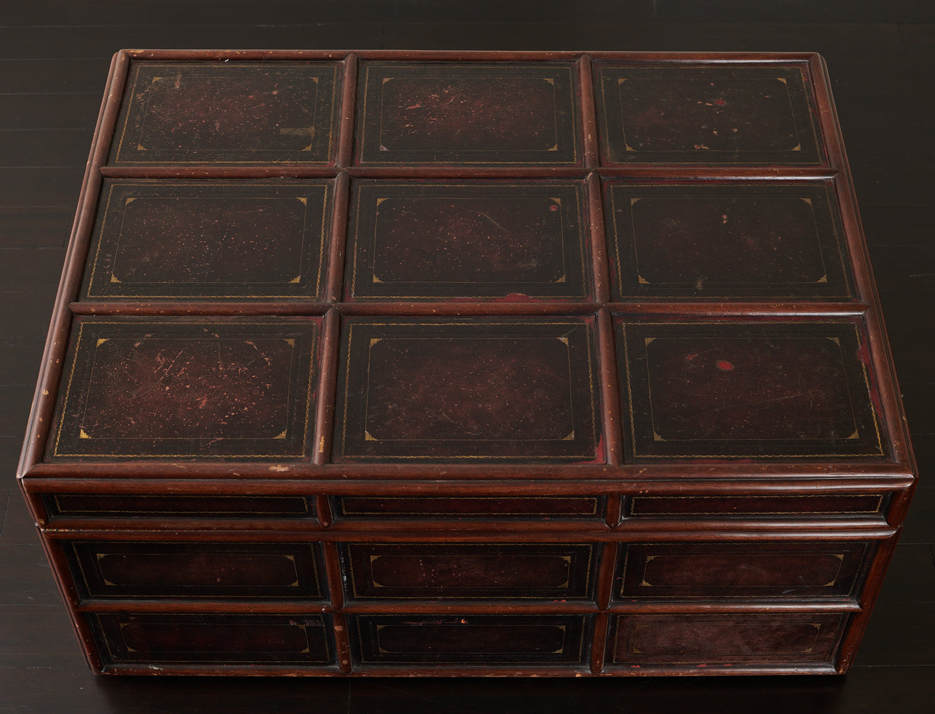 MAHOGANY &  LEATHER TRUNK COFFEE TABLE
